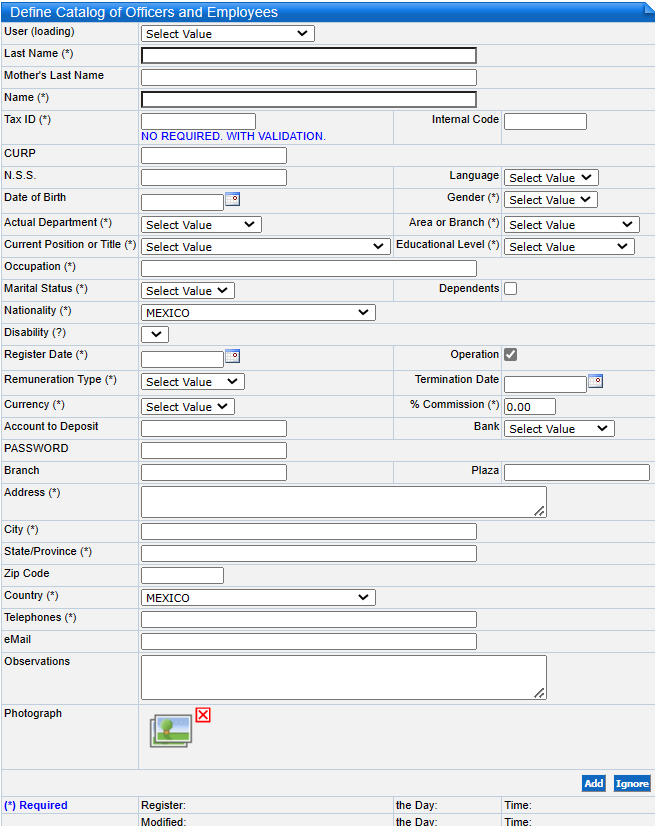 Define Officers and Employees Catalog