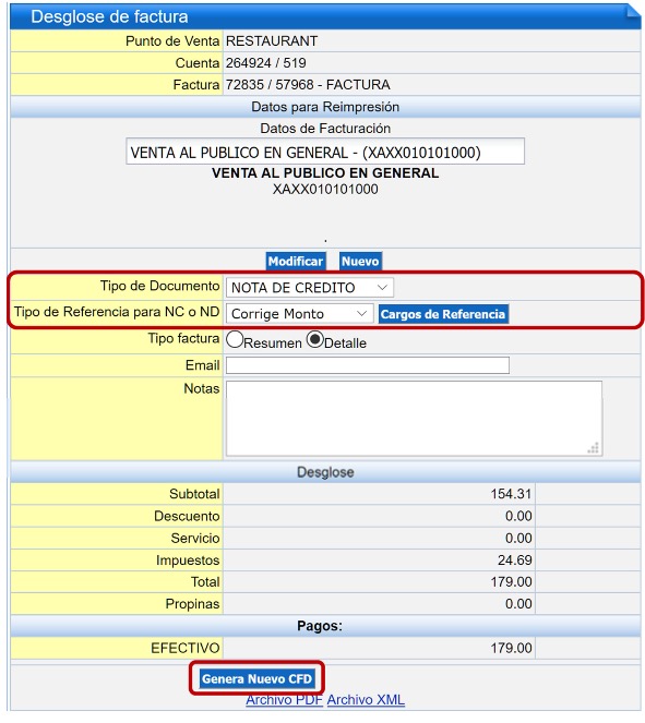 Nota De Crédito Cfdi En Pos Mexico Reimpresión De Facturas 4277